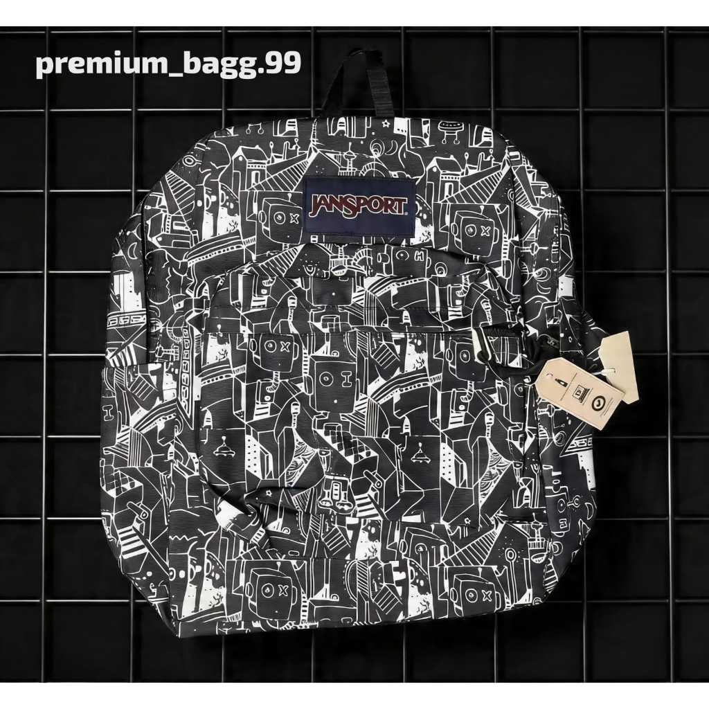 tas js PREMIUM motif abstrak robot tas sekoalah / ransel pria wanita bagpack