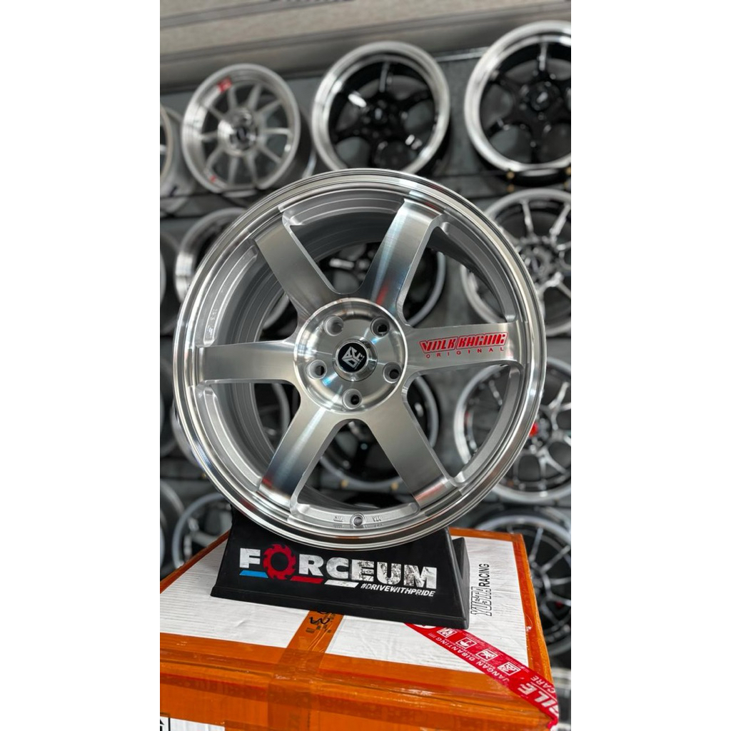 velg mobil te37 r18 full polish pcd 5x114 lebar 8,5 kondisi baru