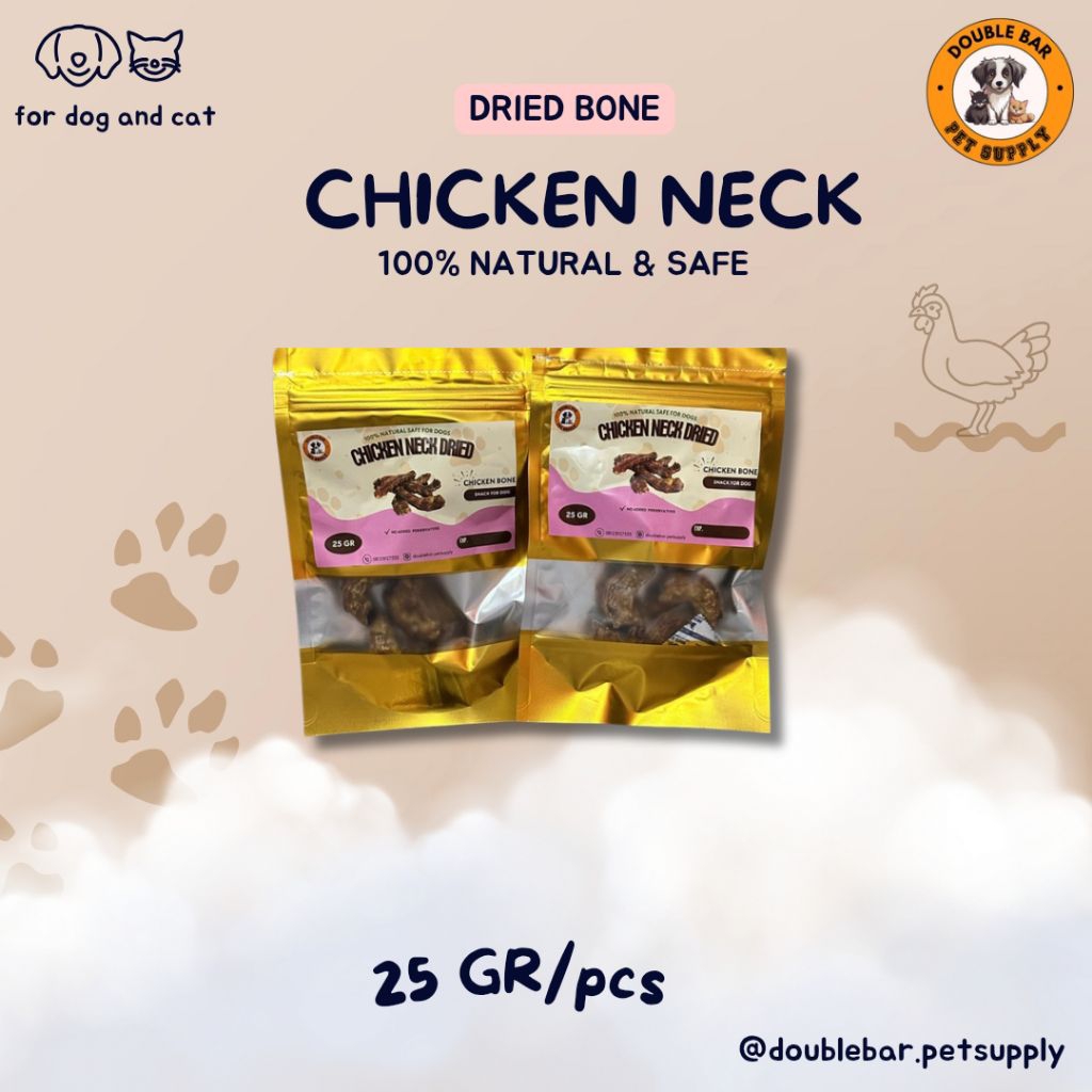 CHICKEN NECK DRIED // Double Bar Pet Supply // Snack Leher Ayam untuk Anjing