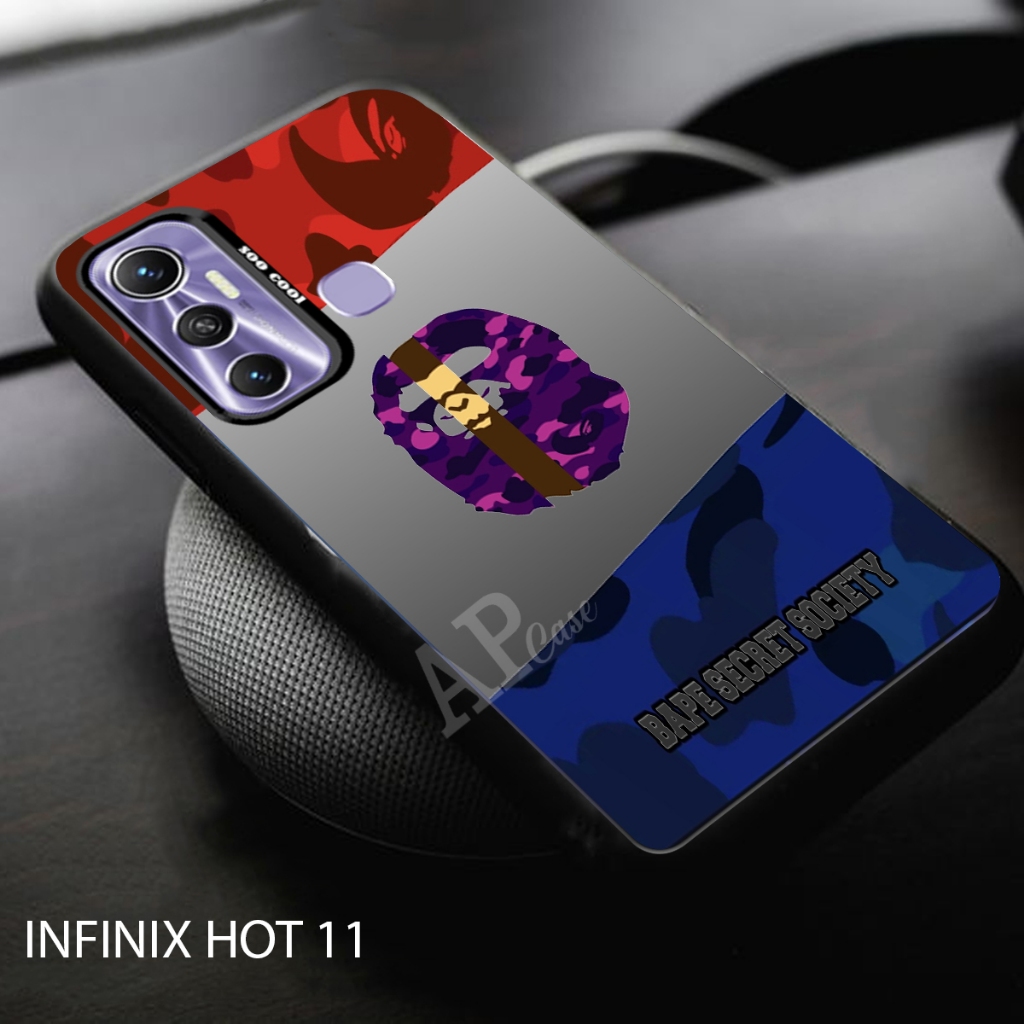 CASE IMD HYBRID PLATE HOLOGRAM INFINIX HOT 11 (BAPE) Ap Case Terbaru softcase dan hardcase IMD HOLOG