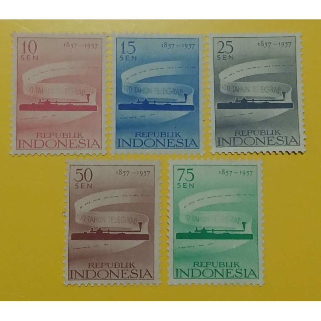 Prangko Lawas Indonesia Set Lengkap 100 Tahun TELEGRAM Thn 1957