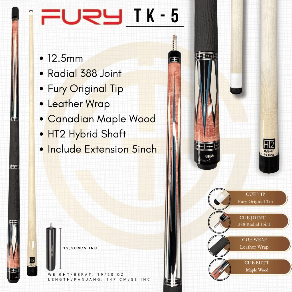 Fury TK-5 HT2 Hybrid Shaft New - Stick Billiard Play