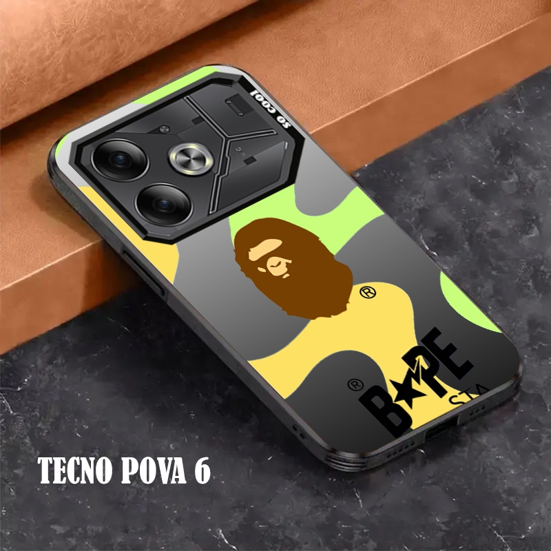CASE IMD HYBRID PLATE HOLOGRAM TECNO POVA 6 (BAPE) Ap Case Terbaru softcase dan hardcase IMD HOLOGRA