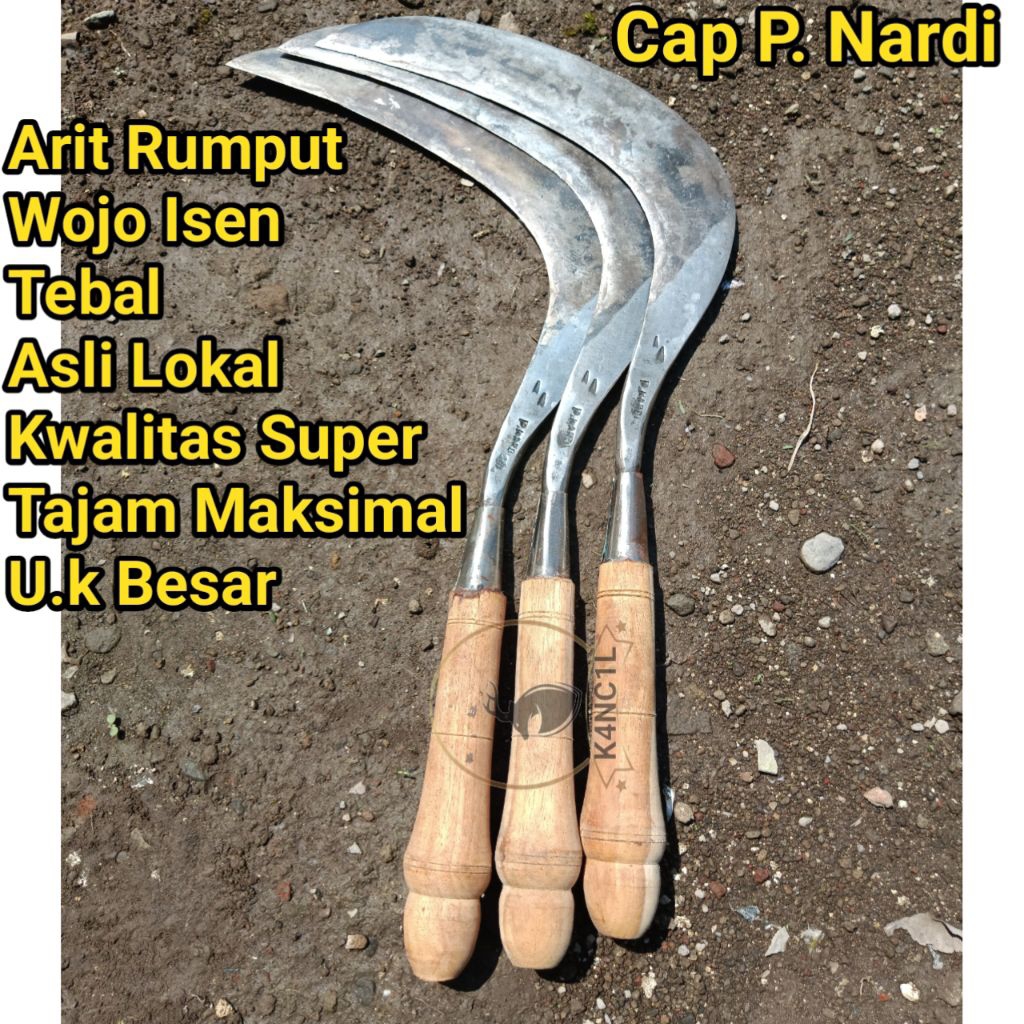 Arit Rumput Wojo Isen Baja Tembus Besar Sepuhan Tua Tajam Maksimal Cap P. Nardi Super Gagang Halus