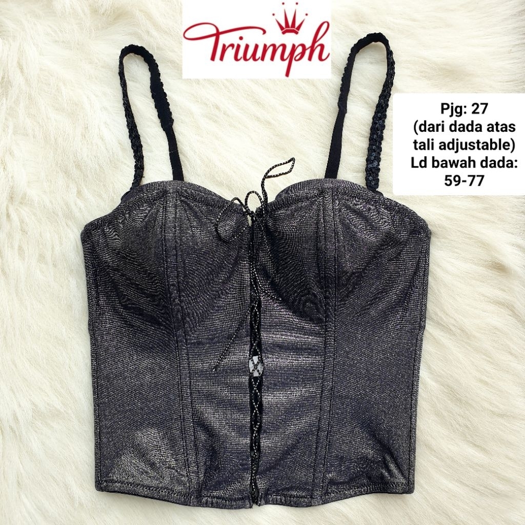 TRIUMPH Crop Bustier with Bra Inside Torso Korset Kemben Lace Coquette Pretty Sexy