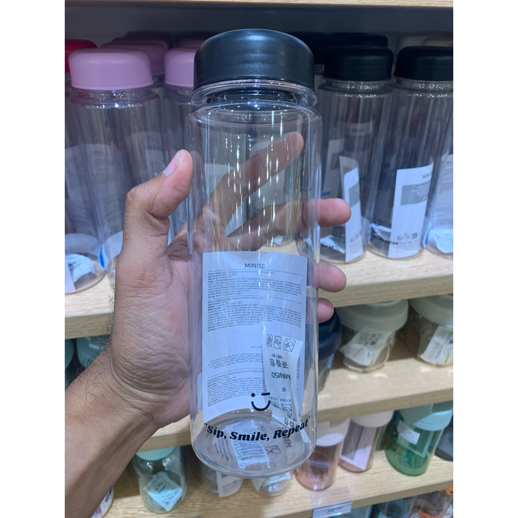 Miniso Botol Minum 500ml Hitam COOL WATER BOTTLE