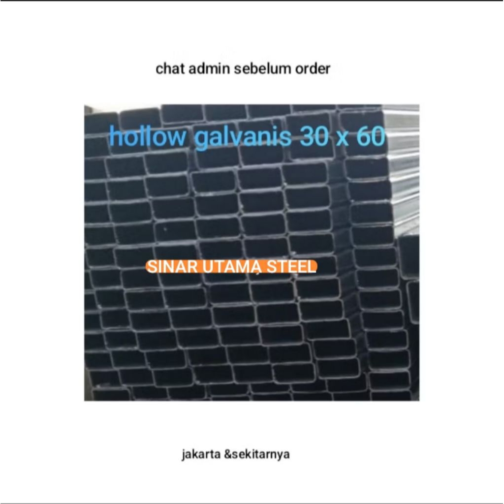 Besi Hollow Galvanis 30 x 60 x 1,0mm / Besi Hollo Galvanis 3 x 6  x 1,3mm / Besi Hollow Galvanis 30 
