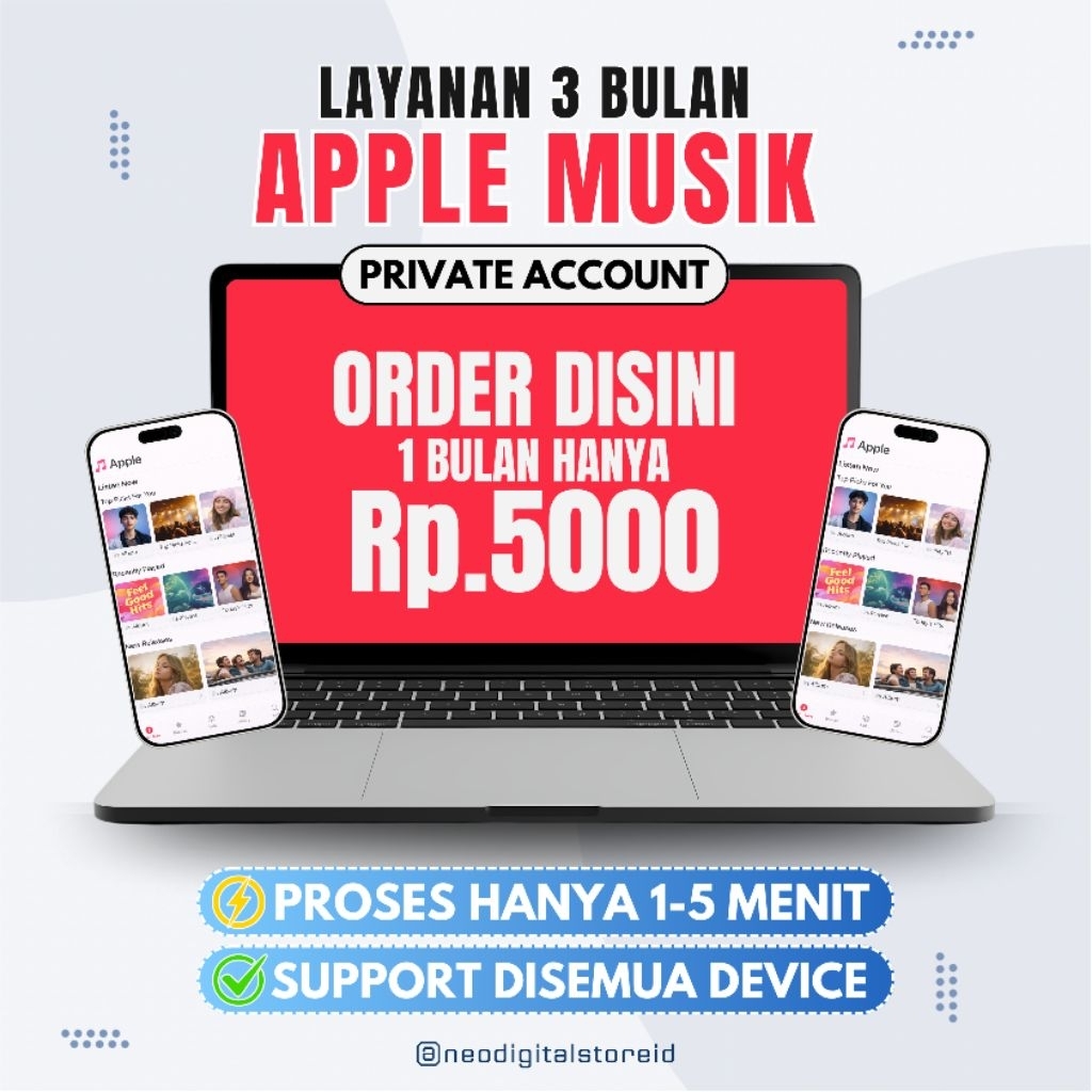 ORDER APPLE MUSIC 3 BULAN AKSES PRIVATE BISA AKUN PRIBADI BEBAS IQLAN PROSES CEPAT BERGARANSI