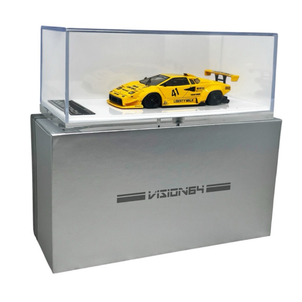 Vision 64 Lamborghini Countach LP500 LB Works Yellow Deluxe Packaging
