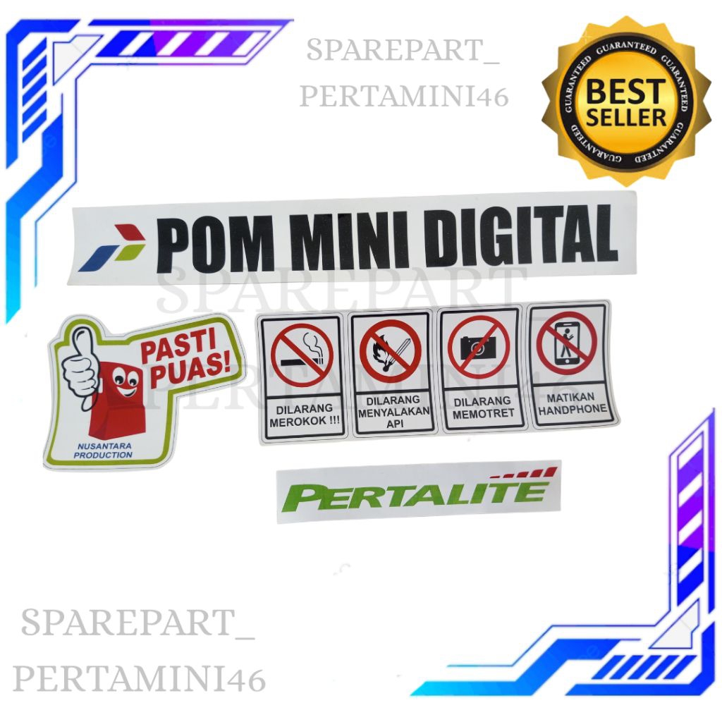 Stiker Set Pom Mini Digital 1 Nozzle Pertalite Terbaru