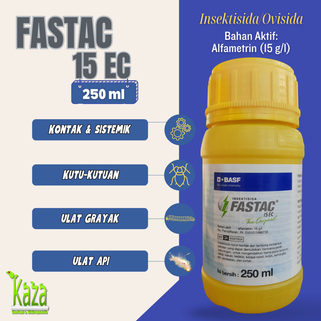 Insektisida Fastac 15EC 250 ml - BASF Alfametrin Ovisida Kumbang Ulat Api Kutu Thrips Grayak Lalat B