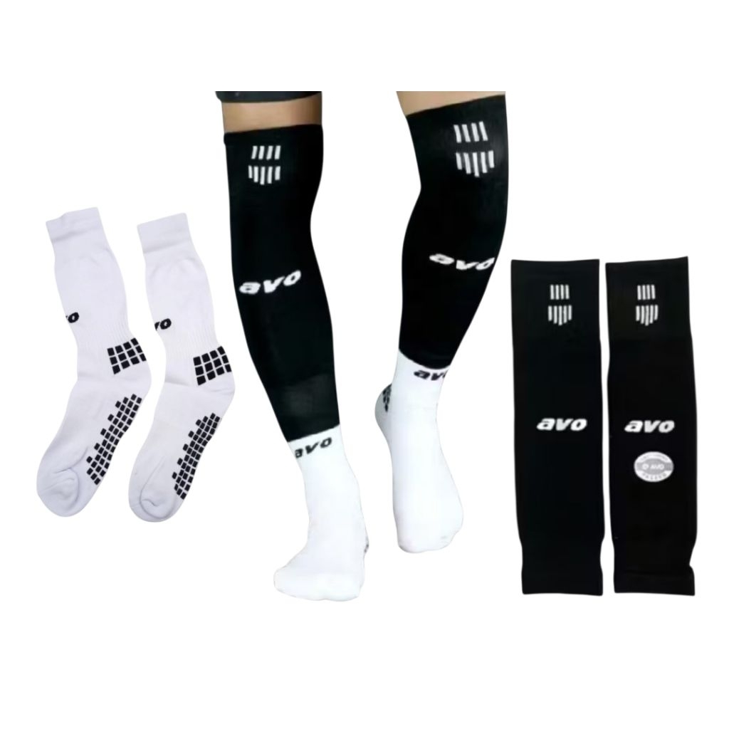 paket kaos kaki avo+sambung avo futsal bola manset kaki grip