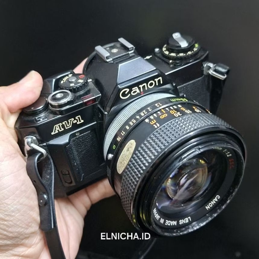 kamera analog film jadul canon av1 dan lensa 55mm f1.2