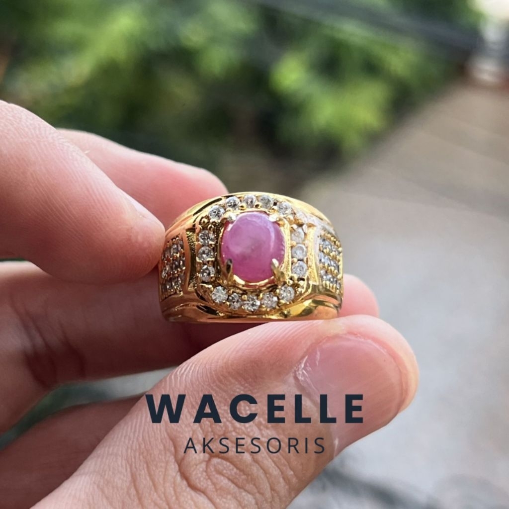CINCIN BATU AKIK RUBY MADAGASKAR MINIMALIS KEREN RING ALPAKA SUPER