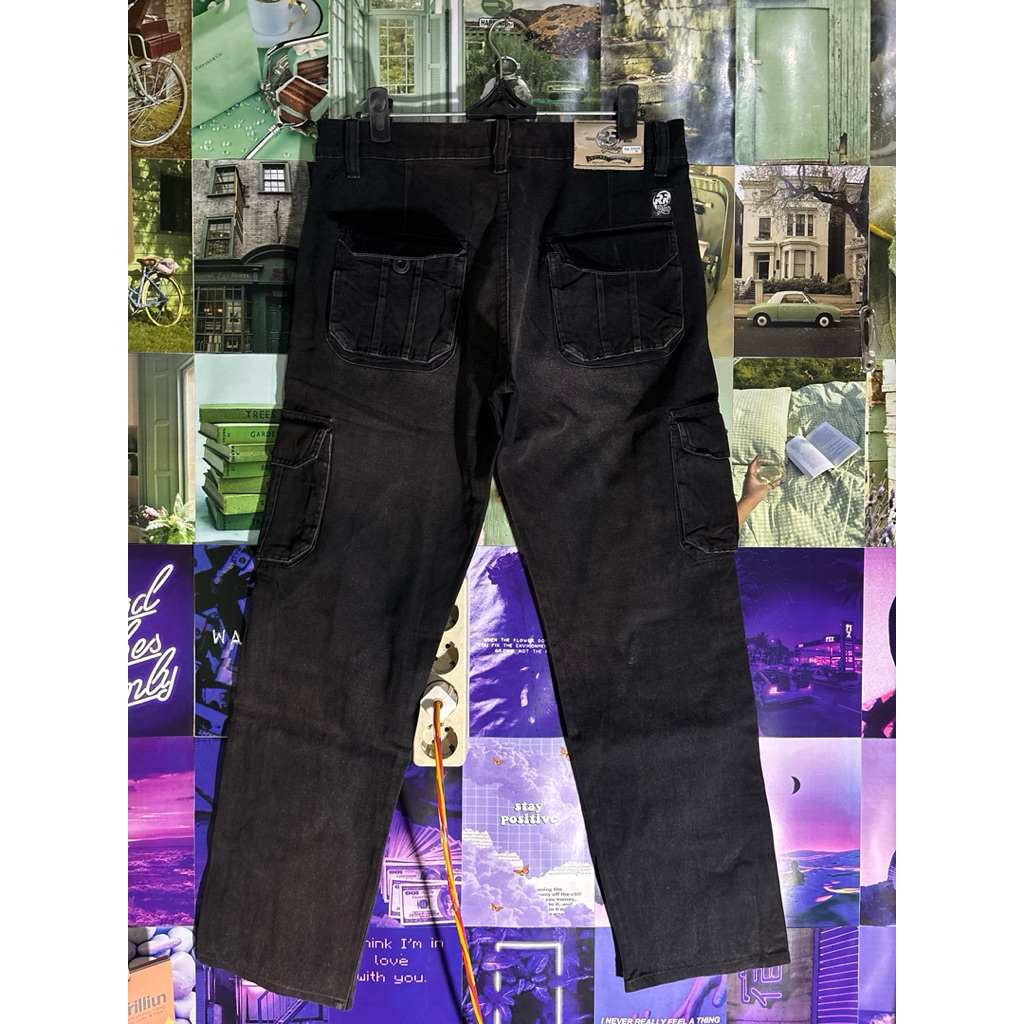 RR Denim Cargo Black Washed Size 31 Preloved