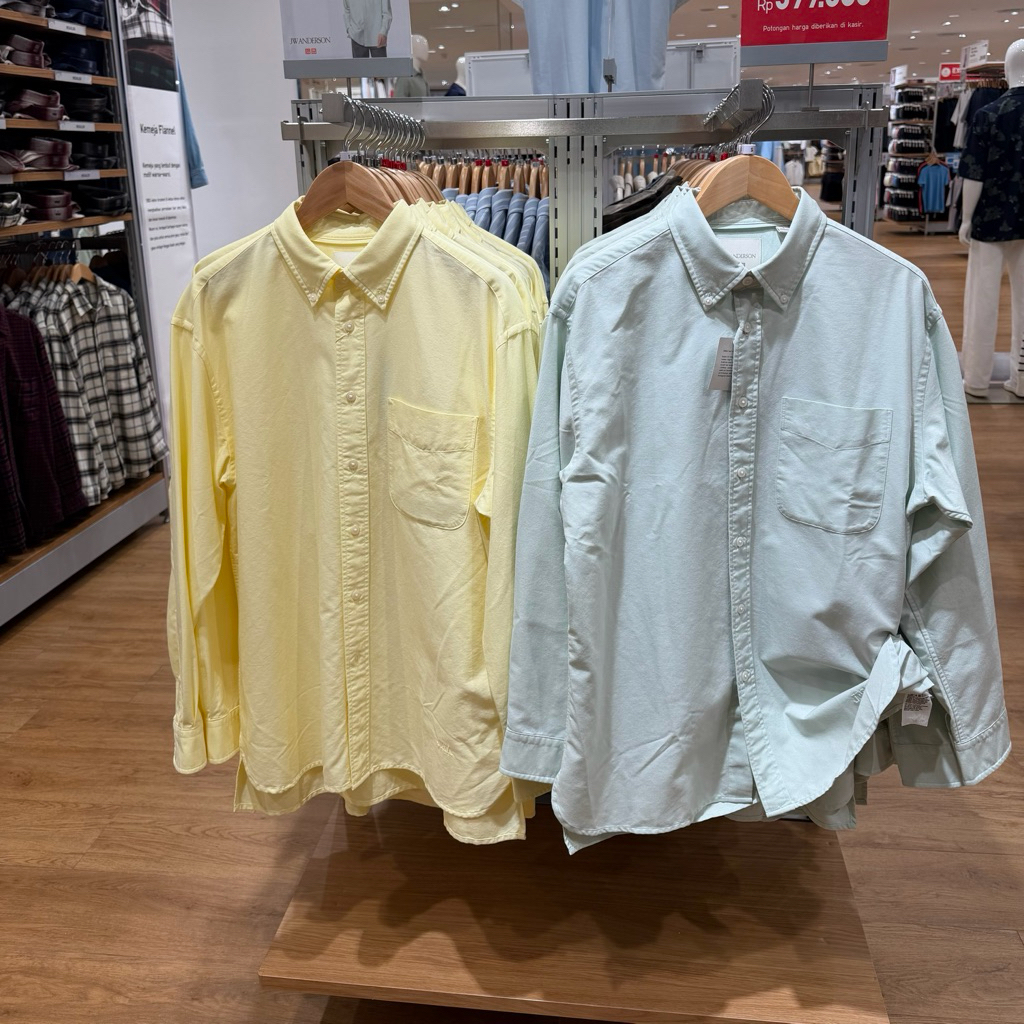 kemeja oxford oversize uniqlo x jw anderson lengan panjang
