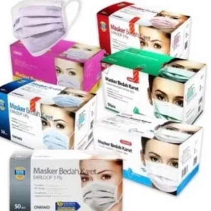 Masker Medis OneMed 3 Ply Earloop Putih 50 pcs - Lembut, Tahan Air, Nyaman Dipakai
