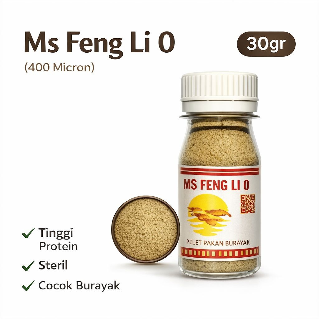 Ms Fengli 0 30 ,Pakan Burayak Ikan Cupang Guppy Halus Protein Tinggi  30gr