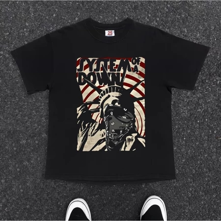 American Retro BoomBap T-shirt, Oversize Statue of Liberty Print, Unisex Street Style