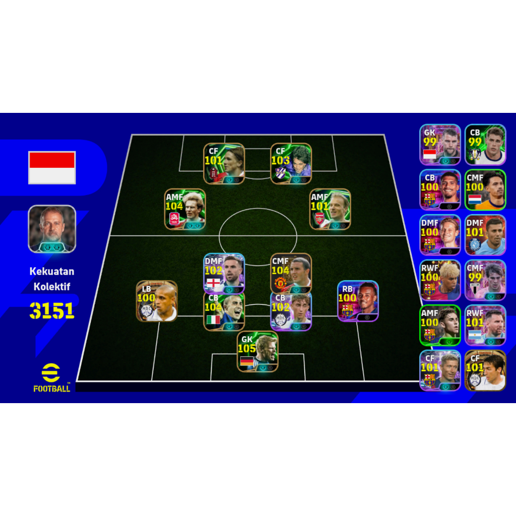 Akun Efootball Mobile Rummenigge, Kahn, Torres, Batistuta, R.Carlos dkk (Siap main)