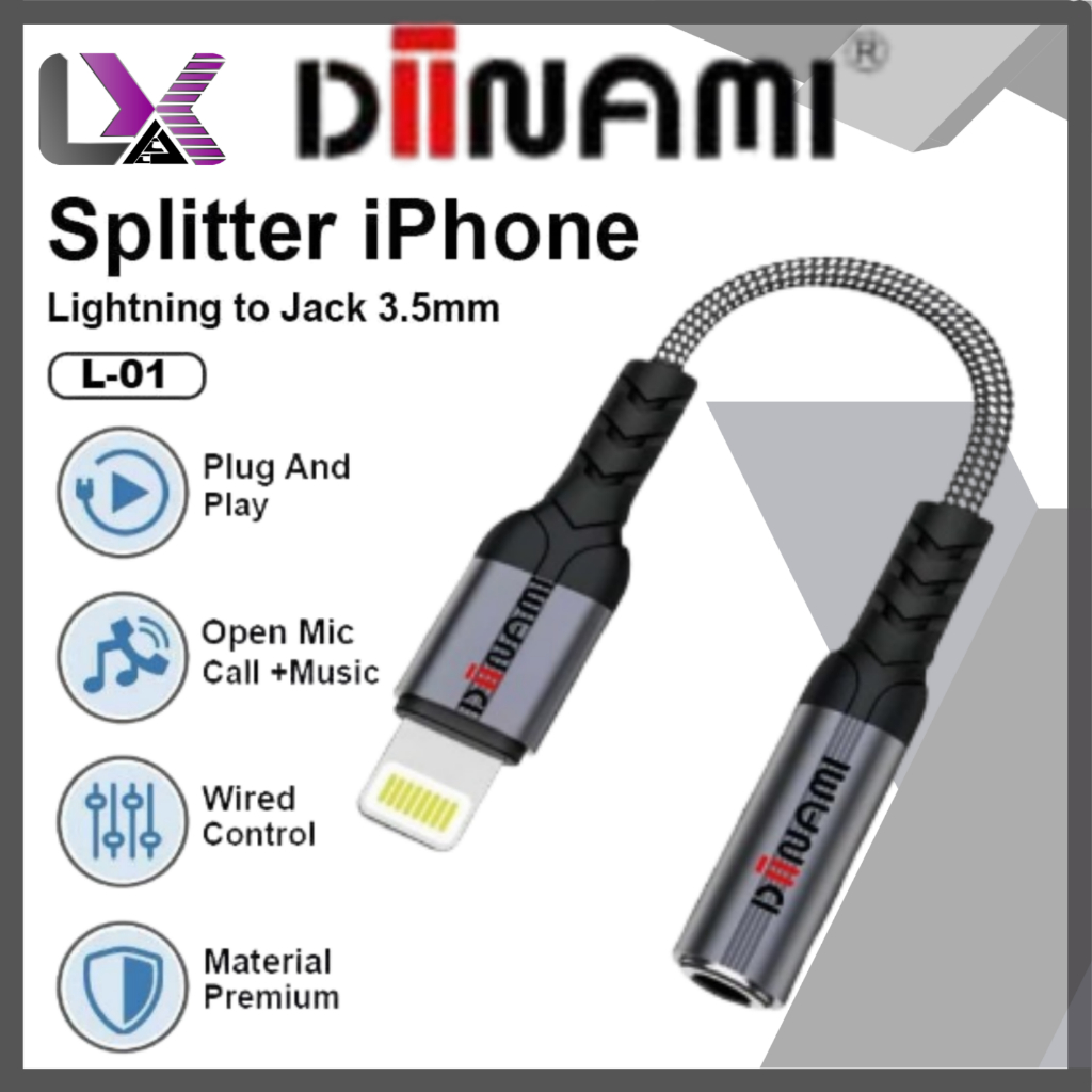 DIINAMI L-01 L-02 COVERTER SPLITTER LIGHTNING TO JACK CONVERTER SPLITTER TYPE C TO JACK AUDIO MUSIC 