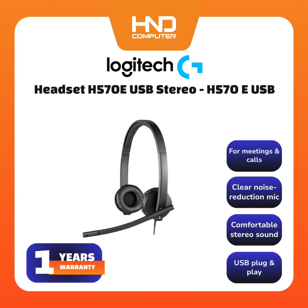 Headset Logitech H570E USB Stereo - Logitech H570 E USB Headset