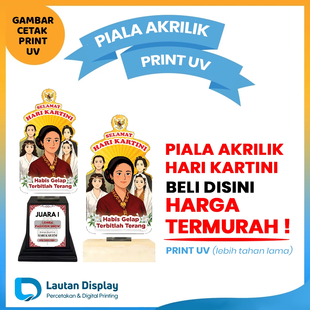 Piala Lomba Hari Kartini 21 April Custom - Trophy Penghargaan Kejuaraan Akrilik Print UV