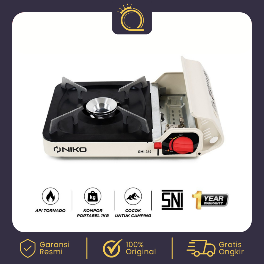 NIKO Kompor Gas Portable 1 Tungku NK-269 OMI Portable Gas Stove Plus Koper