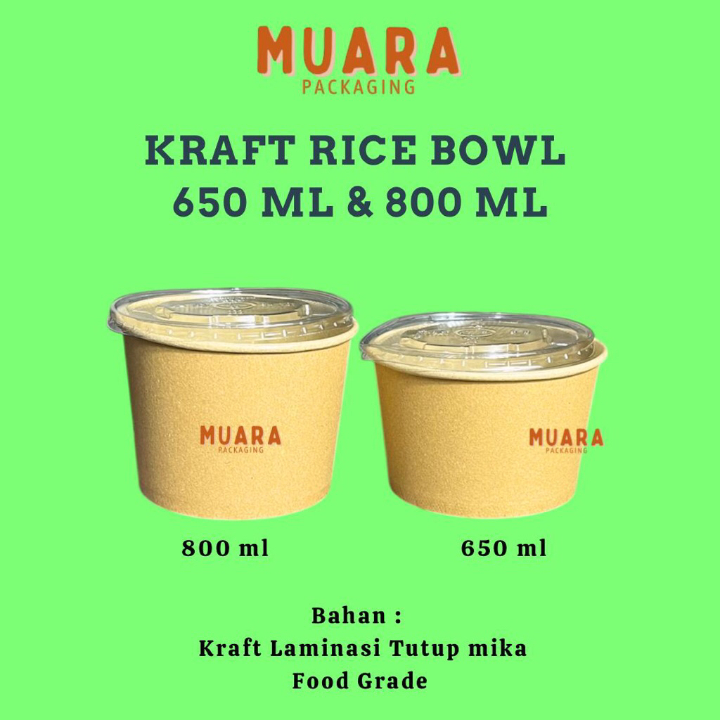 [25PCS] KRAFT PAPER RICE BOWL COKLAT 650 ml & 800 ml / Kardus kotak box makanan