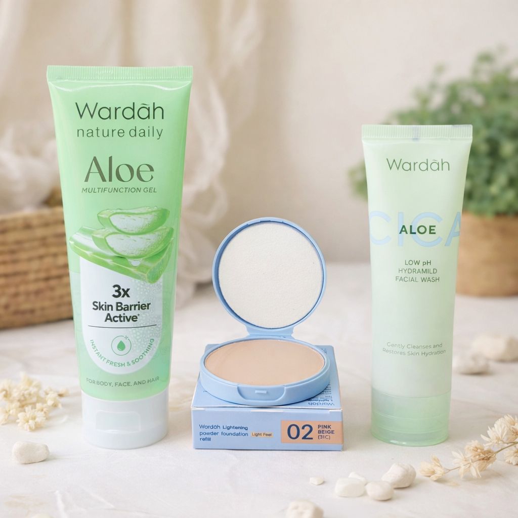 Wardah Paket Nature Daily Aloevera  /Paket Wardah untuk Kulit Kering