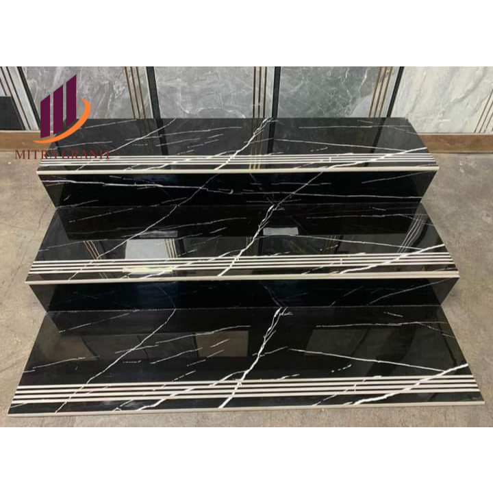 GRANIT ANAK TANGGA HITAM MOTIF MARMER 30X80 20X80 CUSTOM UKURAN