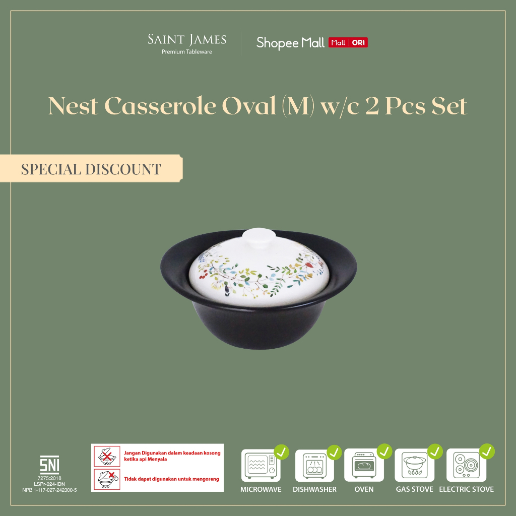 Saint James 2 Pcs Casserole Oval w/c Zen Cook (Nest)