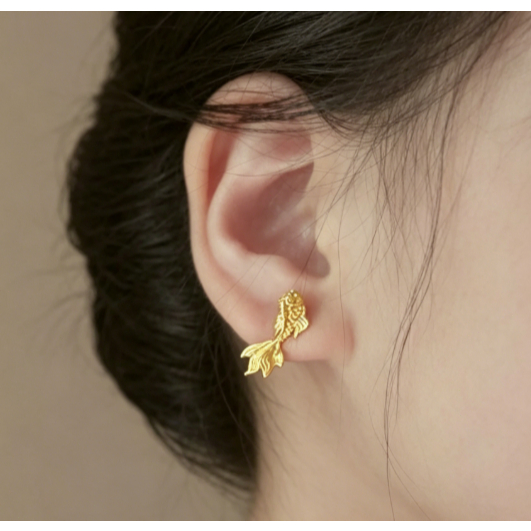 Anting emas wanita Anting Tindik Emas Ikan Koi Asli - Elegan & Anti Karat
