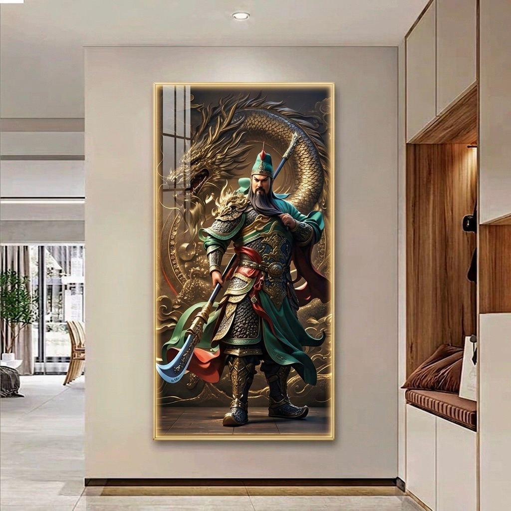 KOKOPAINTING Lukisan Porcelain Diamond 5D Kristal Timbul Motif Dewa Kwan Kong Guan Yu / Lukisan Dewa