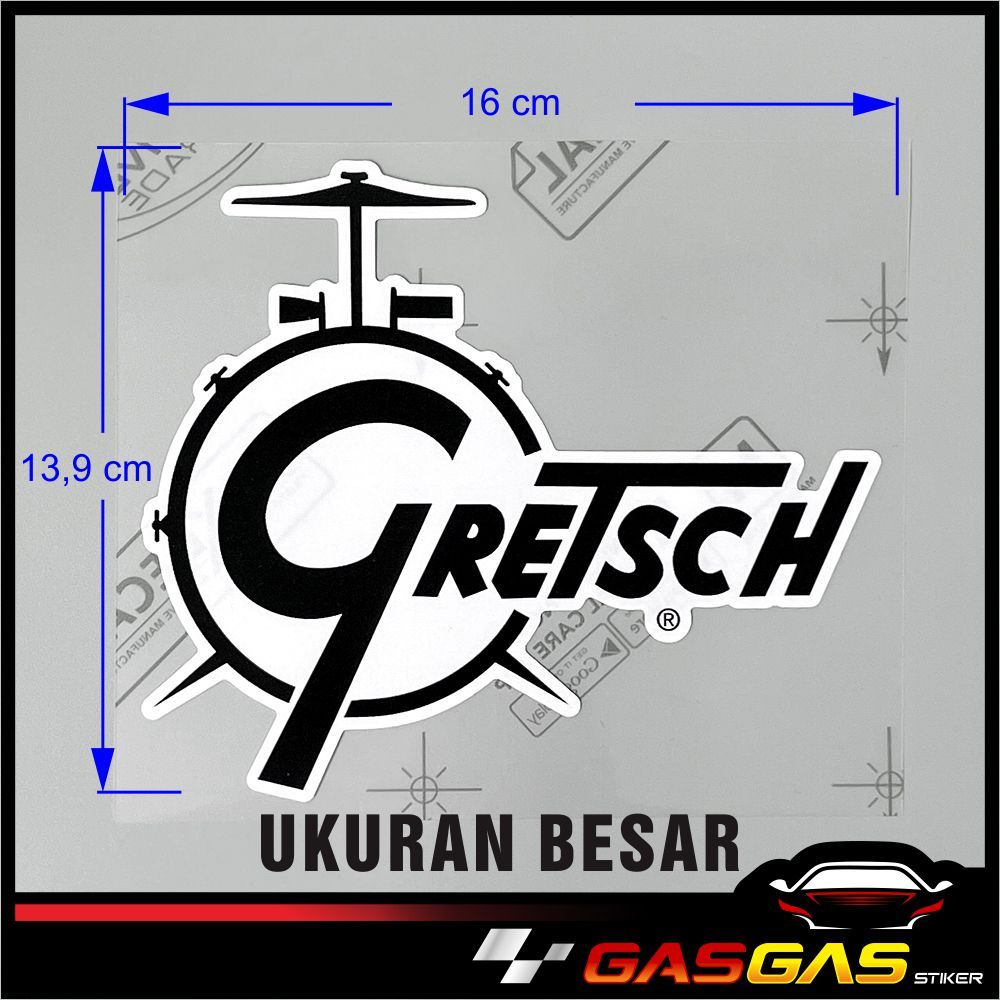 Stiker DRUM GRETSCH | BRAND Gretsch DRUM | Sticker Kualitas Premium