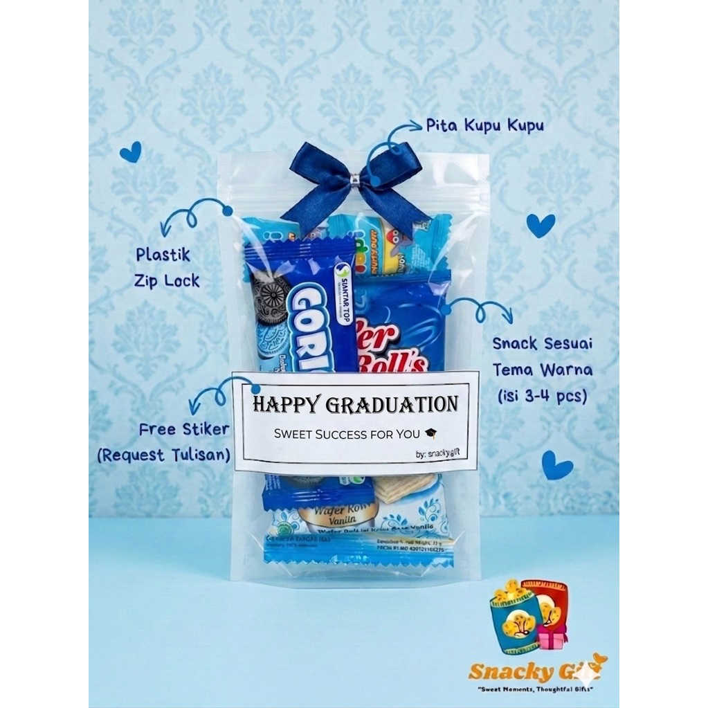 Snack Mini Gift Tema Biru/ Mini Hampers/Sovenir Snack/ Snack Ulang Tahun