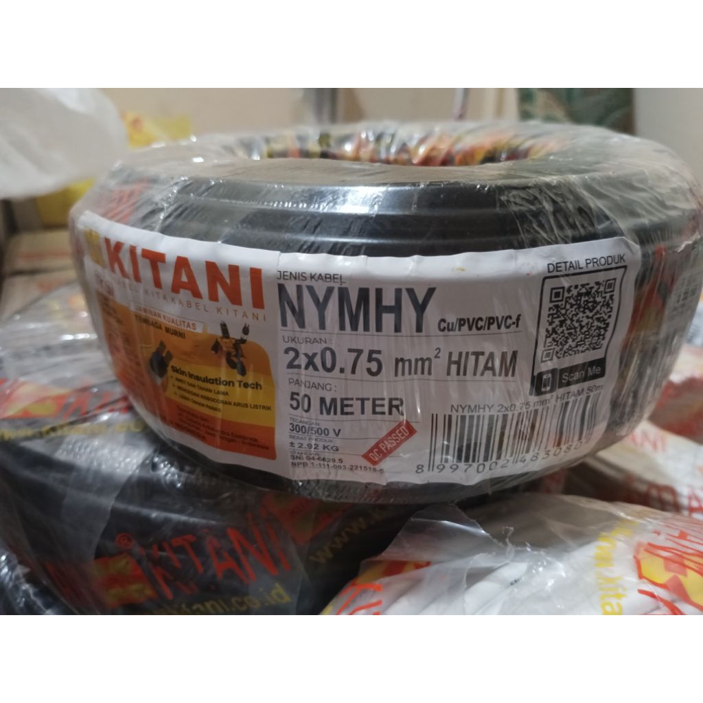 kitani kabel serabut nymhy 2x0.75 50meter