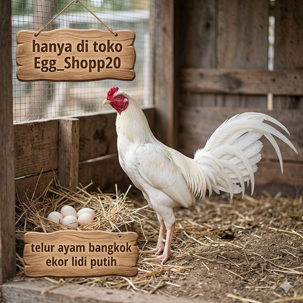 paket hemat 3 Telur Ayam Bangkok Ekor Lidi putih mulus Fertil siap untuk ditetaskan Egg_shopp20