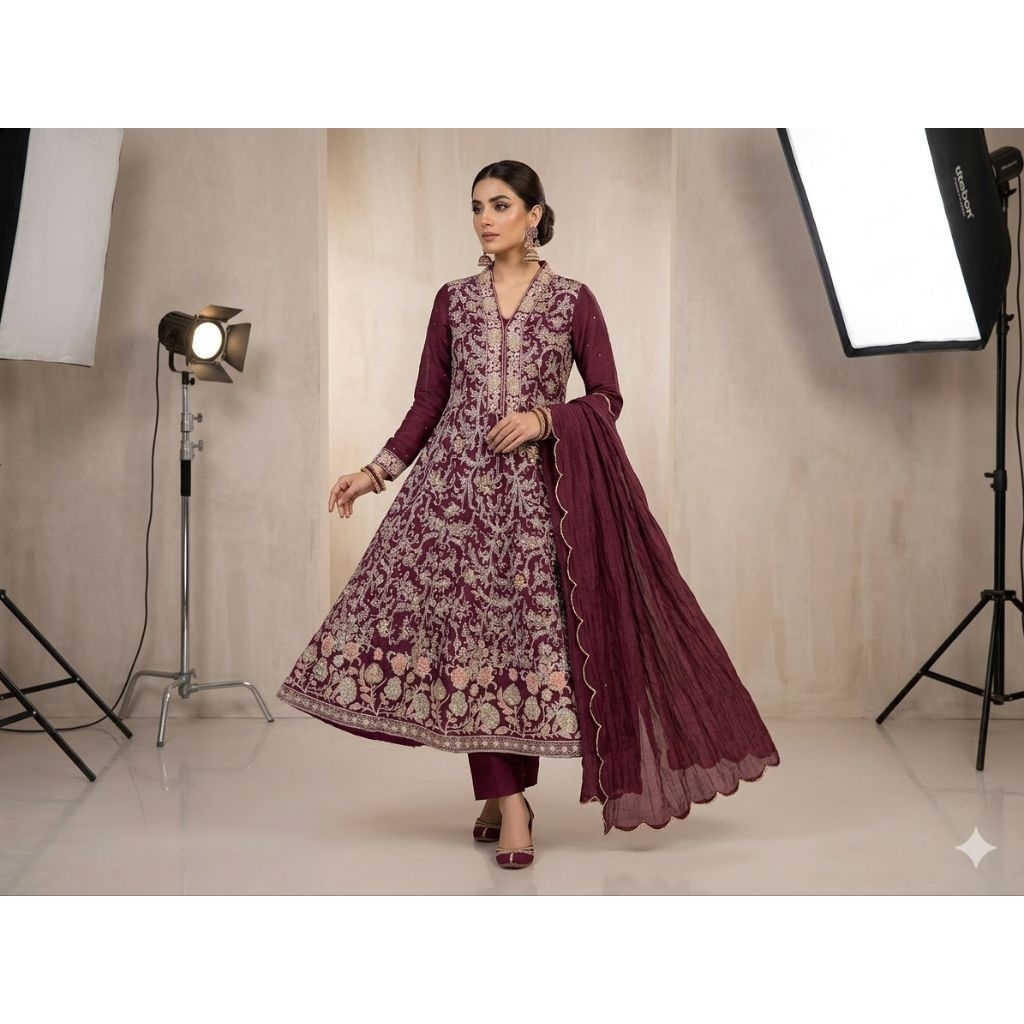 anarkali full bordir / baju pesta india small preloved