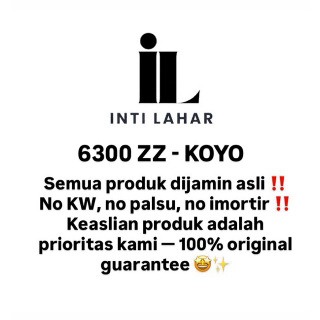 6300 ZZ - KOYO ORIGINAL