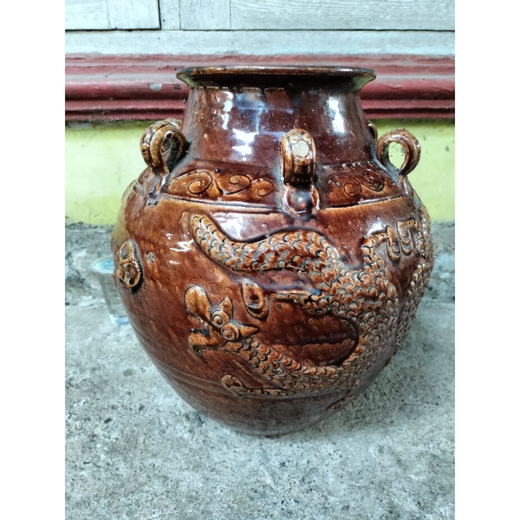 Guci kuno china Naga keramik dinasti ming t33cm temuan sungai