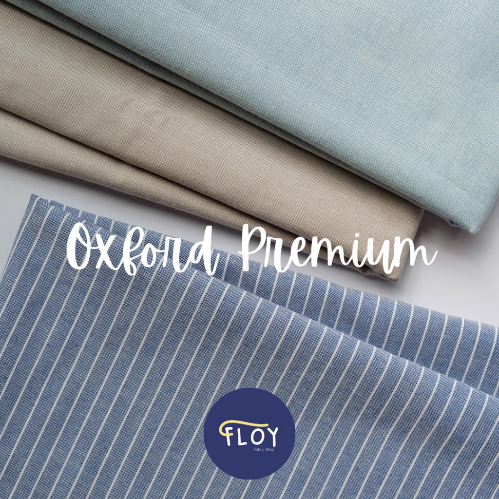 Floy Fabric KAIN OXFORD PREMIUM SALUR PER 1 METERAN kain eceran bahan kemeja, koko