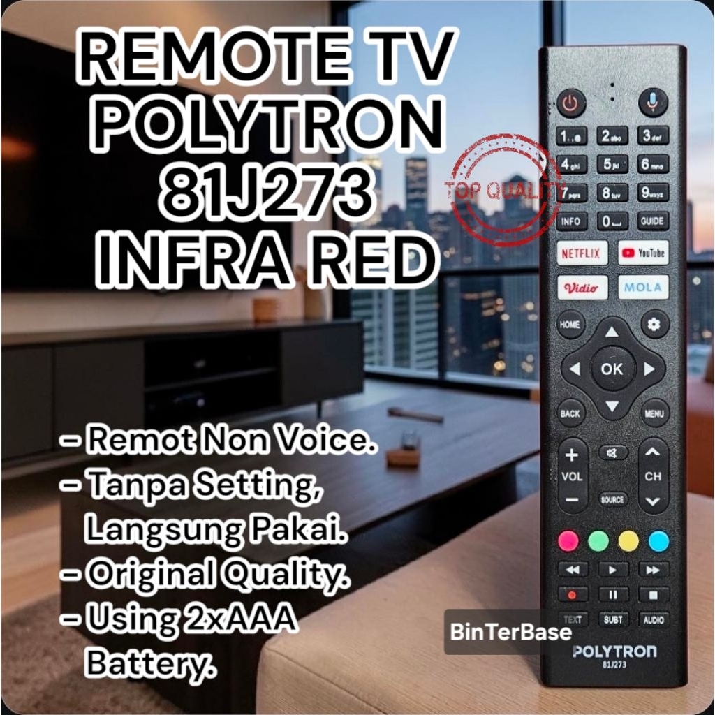 Remote remot Polytron LCD LED Android Smart TV 81J273 Non Voice 32AG9953 32TAG 32BAG 50UG 9959 Origi