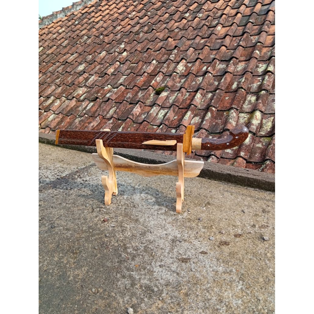 New Golok Kayu aren buat pajangan dan berkebun PJ 40cm 1set tatakan