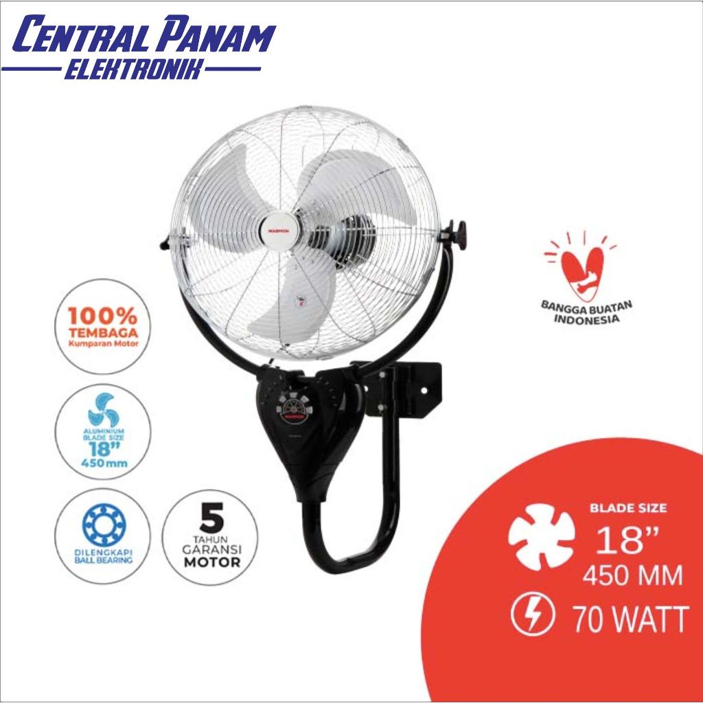 MASPION KIPAS ANGIN PW-1802 RC Remote Control Central Panam Elektronik
