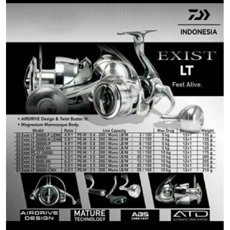 Reel Spinning Daiwa EXIST LT 2022 New Made in Japan