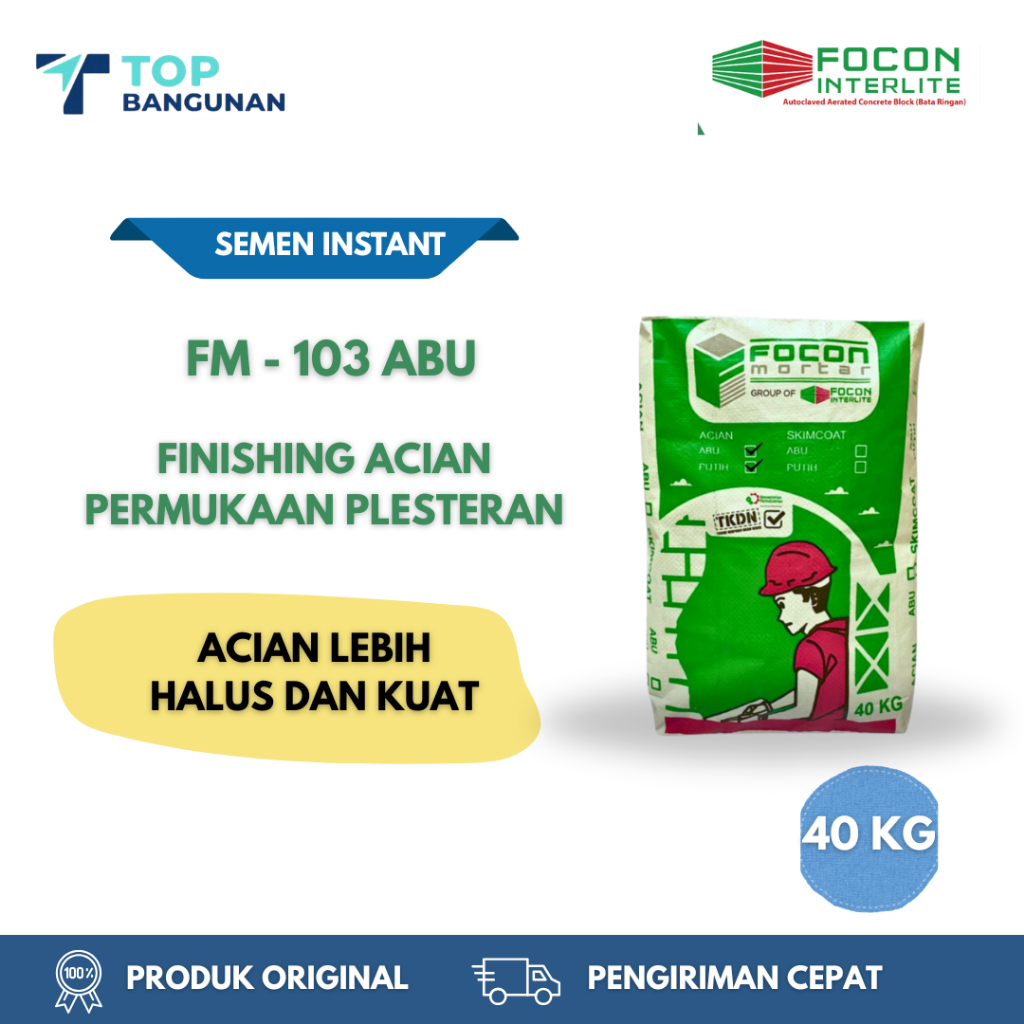 FOCON Mortar Acian Abu Abu 103 40KG - Mortar Acian Halus & Kuat