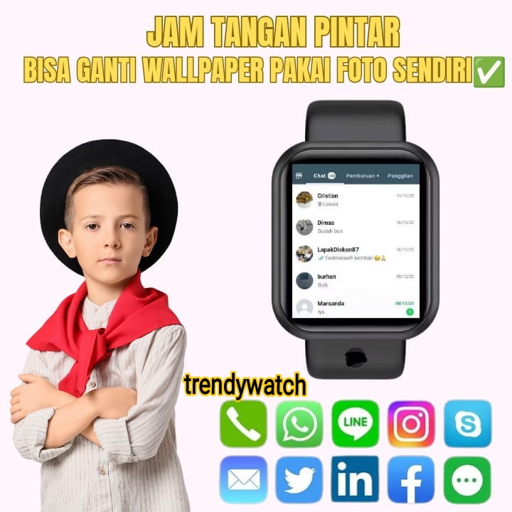 SmartWatch Jam Tangan Pintar Olahraga Anti Air Pria dan Wanita Bluetooth Digital Monitoring Camera P