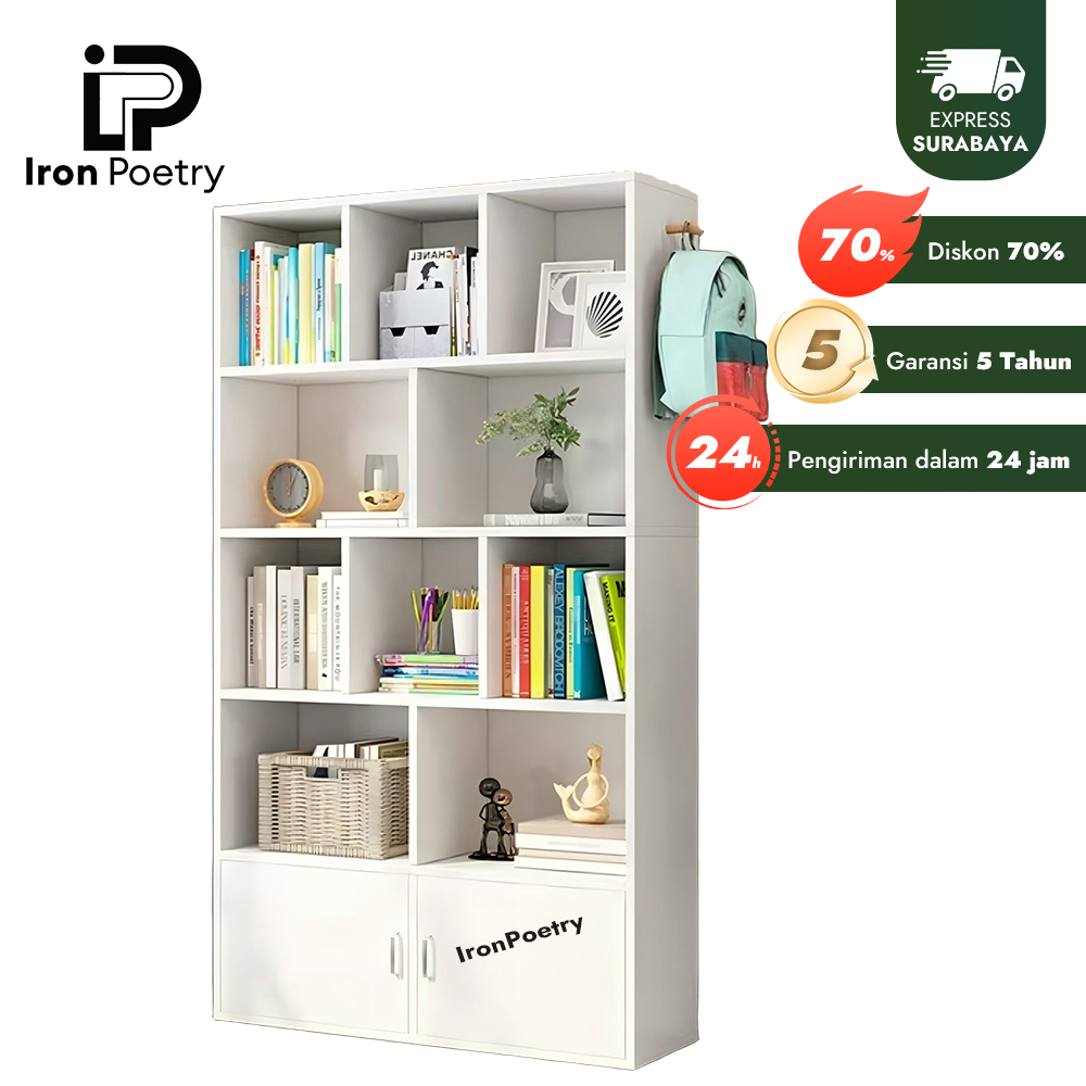 [Surabaya Express]Rak Buku Serbaguna Susun 4/5 Lemari  Kayu Buku Aesthetic Rak Serbaguna Buku Minima