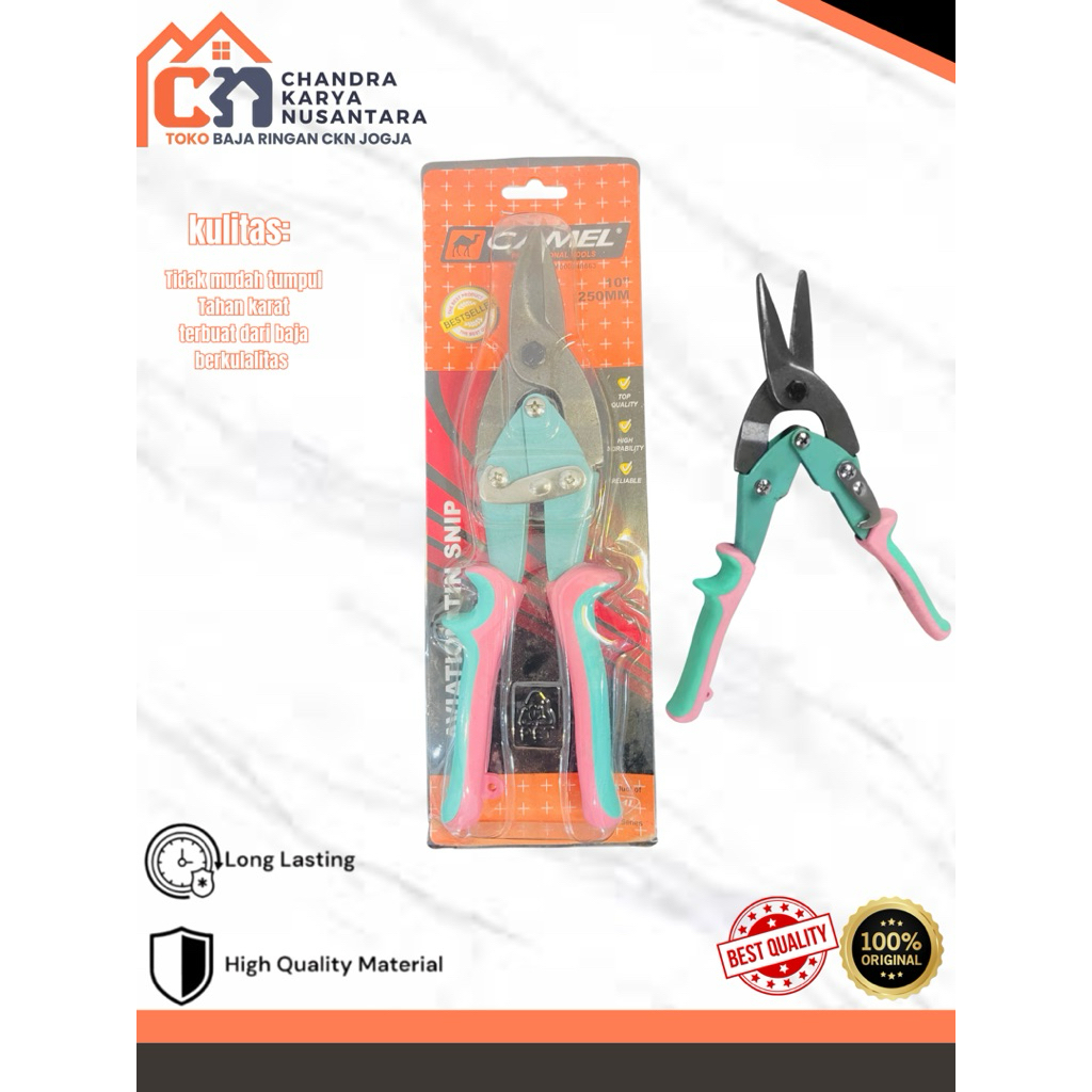 Gunting lurus Hollow / Holo / Baja Ringan / Reng / Seng Camel 10 Inch